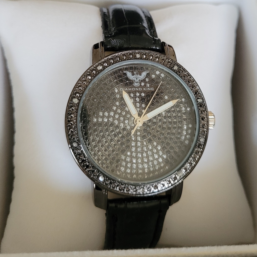 Diamond King Black and Silver Watch